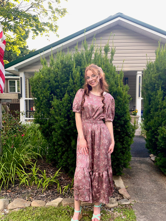 Tea N Rose dusty pink midi satin dress