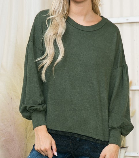 Lace Bottom Light Sweater Knit