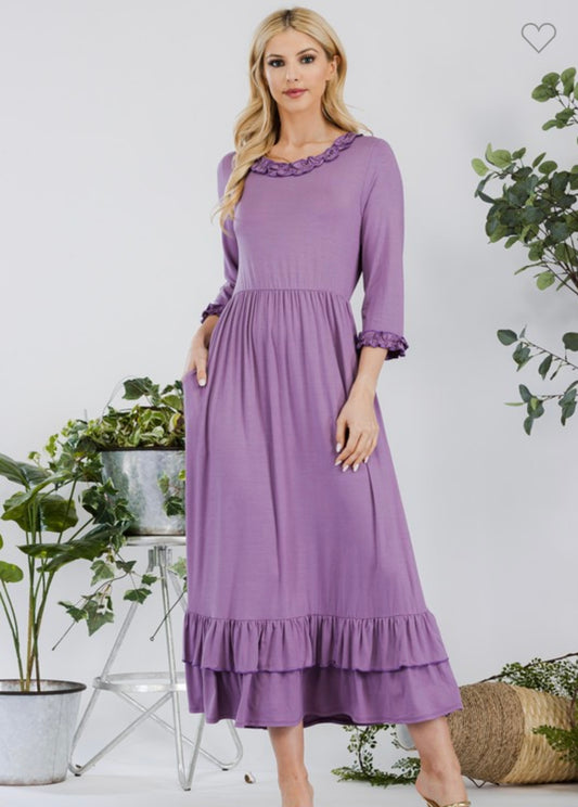 Classic MIDI A Line dress Celeste