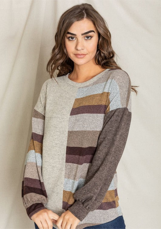 Stripe Contrast Color Block Tunic