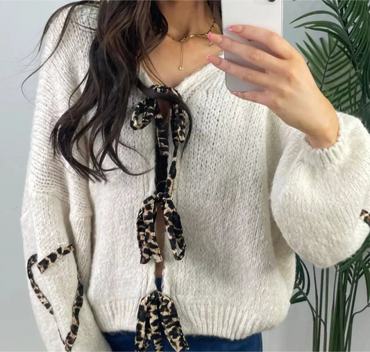 Tie Front Long Sleeve Sweater JoJo Bow Collection FREE SHIPPING