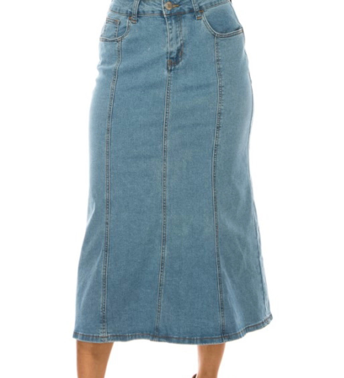 Be girl long midi denim blue jean skirt SHIPPING included