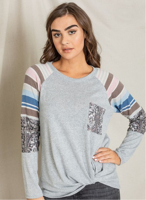 Chest Pocket Front Twist Tunic