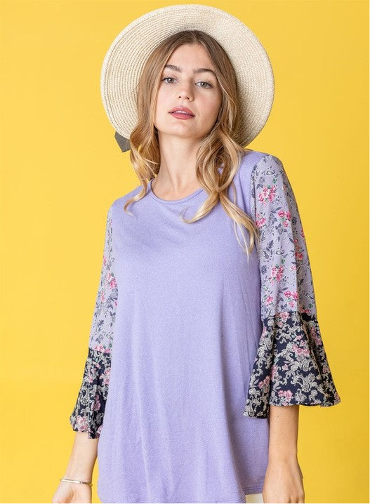 Boho Ruffle tiered tone on tone tunic top