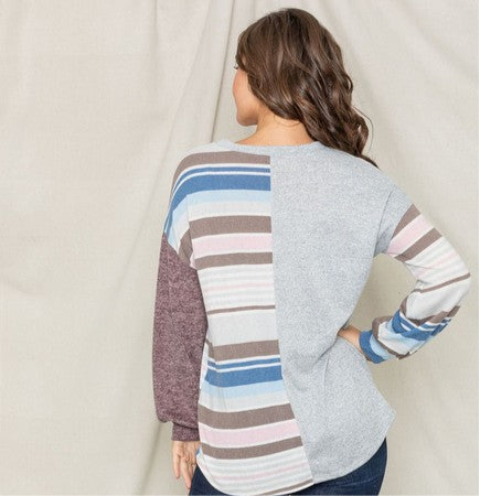 Stripe Contrast Color Block Tunic