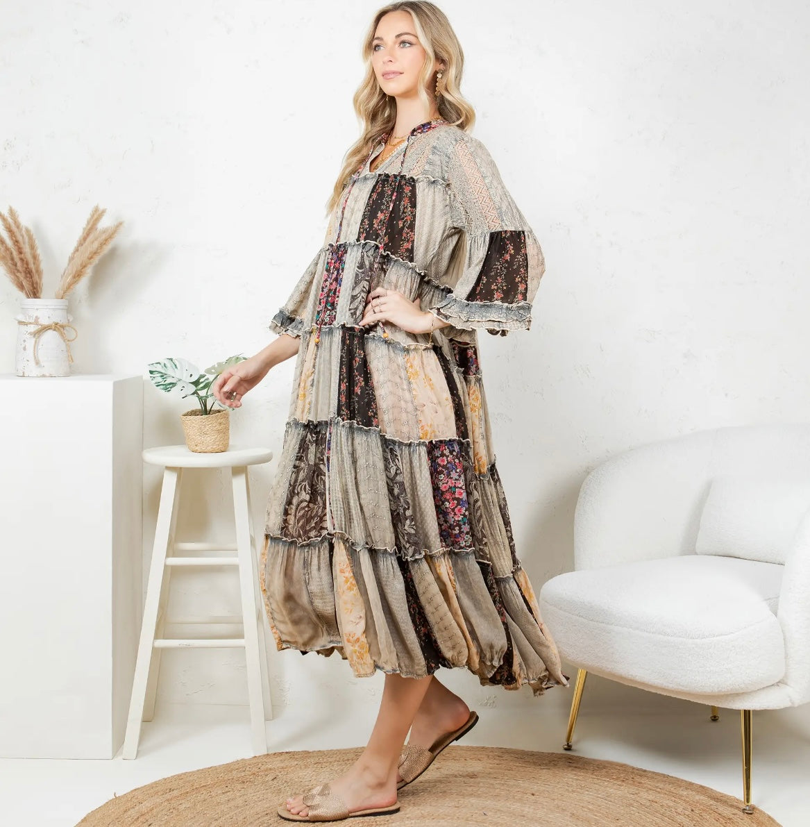Bohemian patchwork chic dress SHIPPING INCLUDED