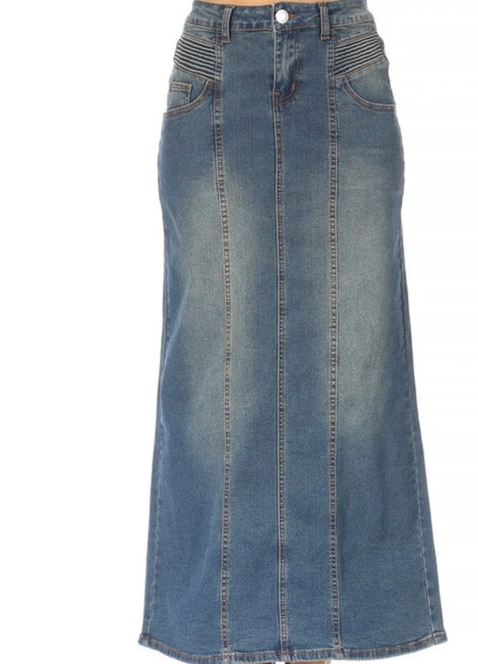 Be Girl long denim skirt vintage wash