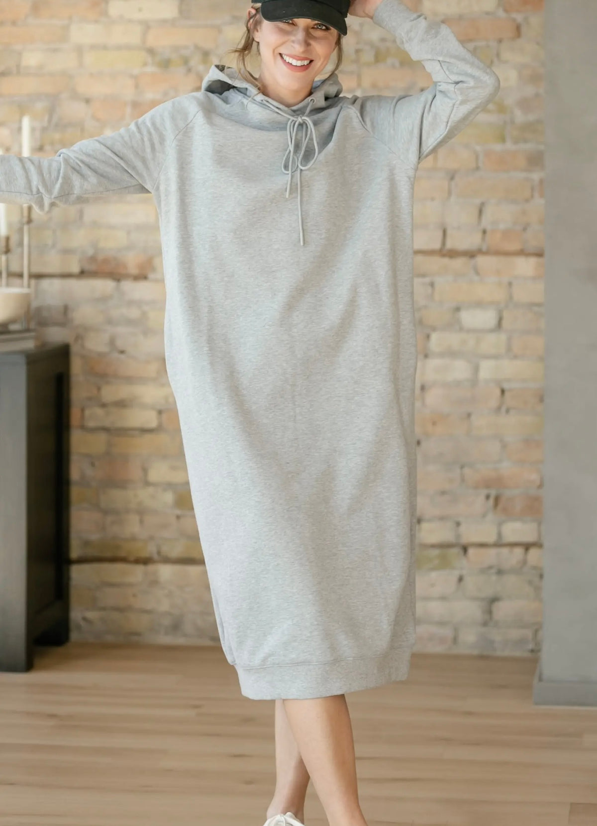 Inherit sweatshirt hoodie dress pockets midi