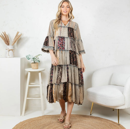 Bohemian patchwork chic dress SHIPPING INCLUDED