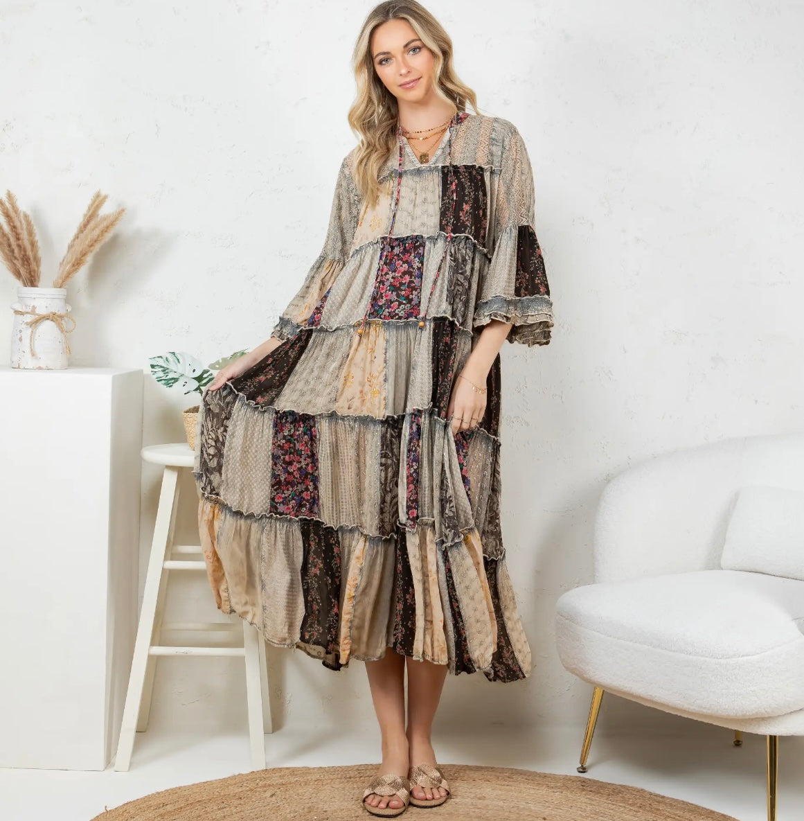 Bohemian patchwork chic dress SHIPPING INCLUDED
