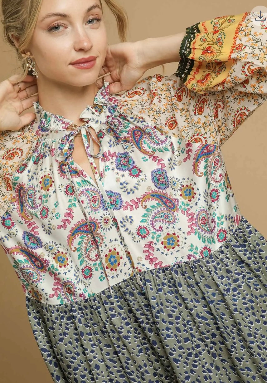 Umgee tiered yellow green FREE SHIPPING
