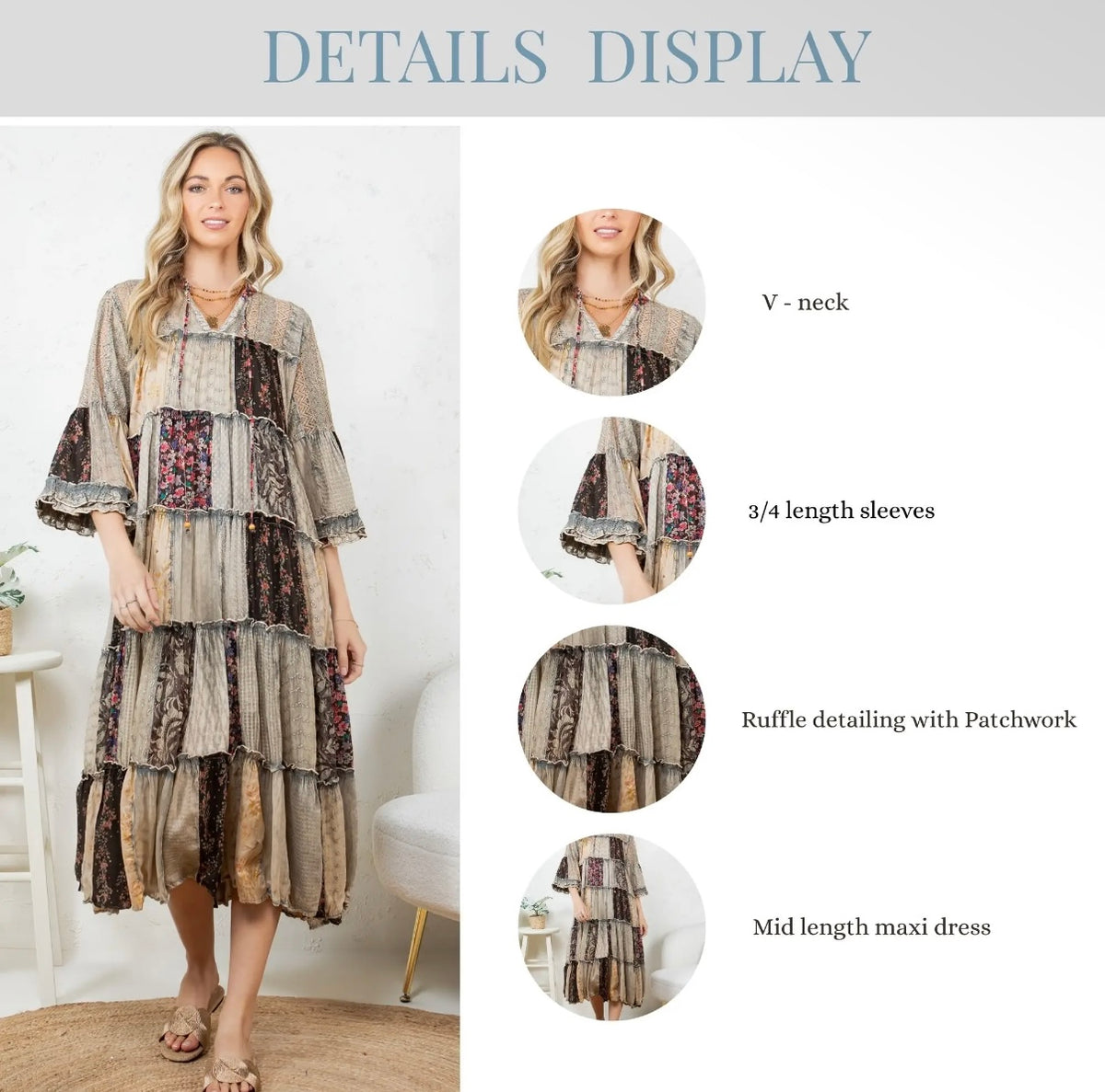Bohemian patchwork chic dress SHIPPING INCLUDED