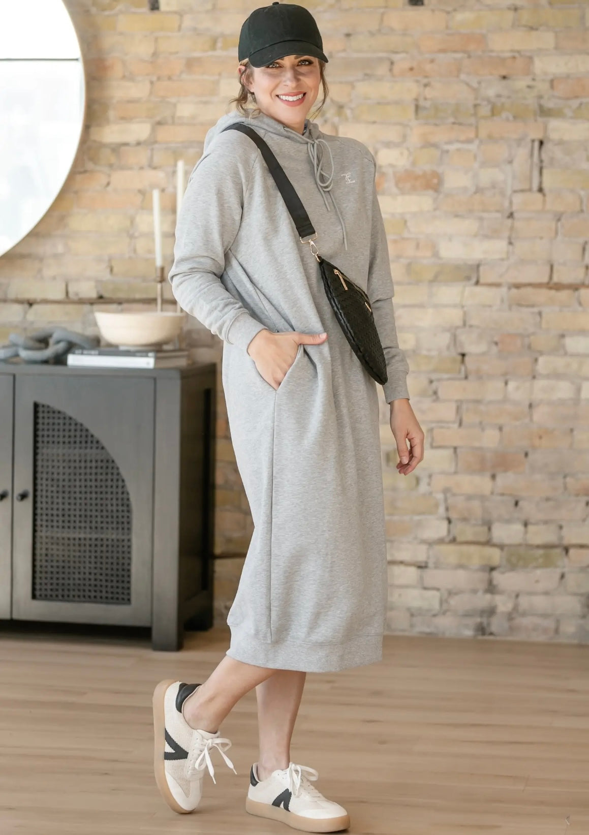 Inherit sweatshirt hoodie dress pockets midi