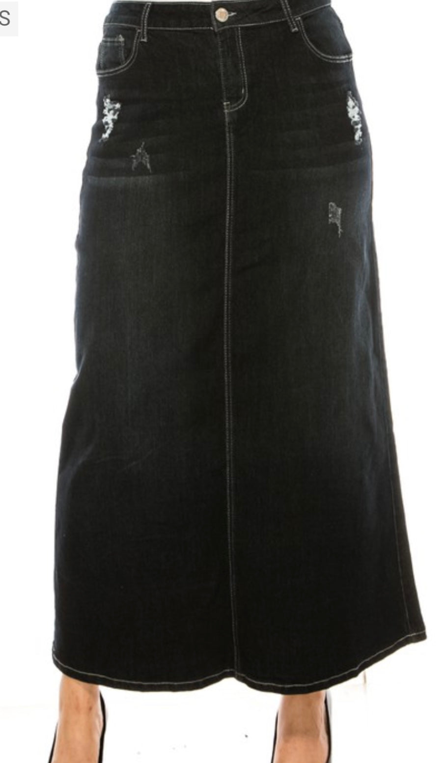 Be Girl long black Holes denim skirt BG 29 FREE SHIPPING