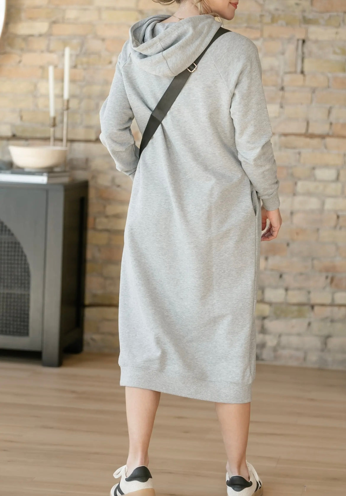 Inherit sweatshirt hoodie dress pockets midi