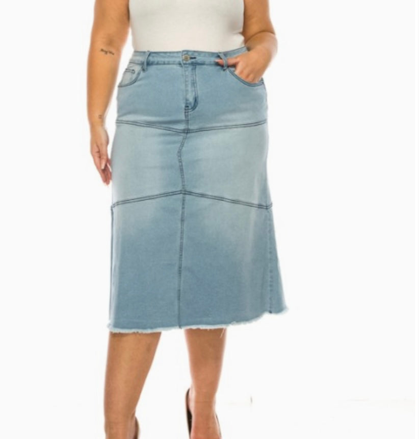 Be Girl long midi denim skirt blue Jean SHIPPING INCLUDED