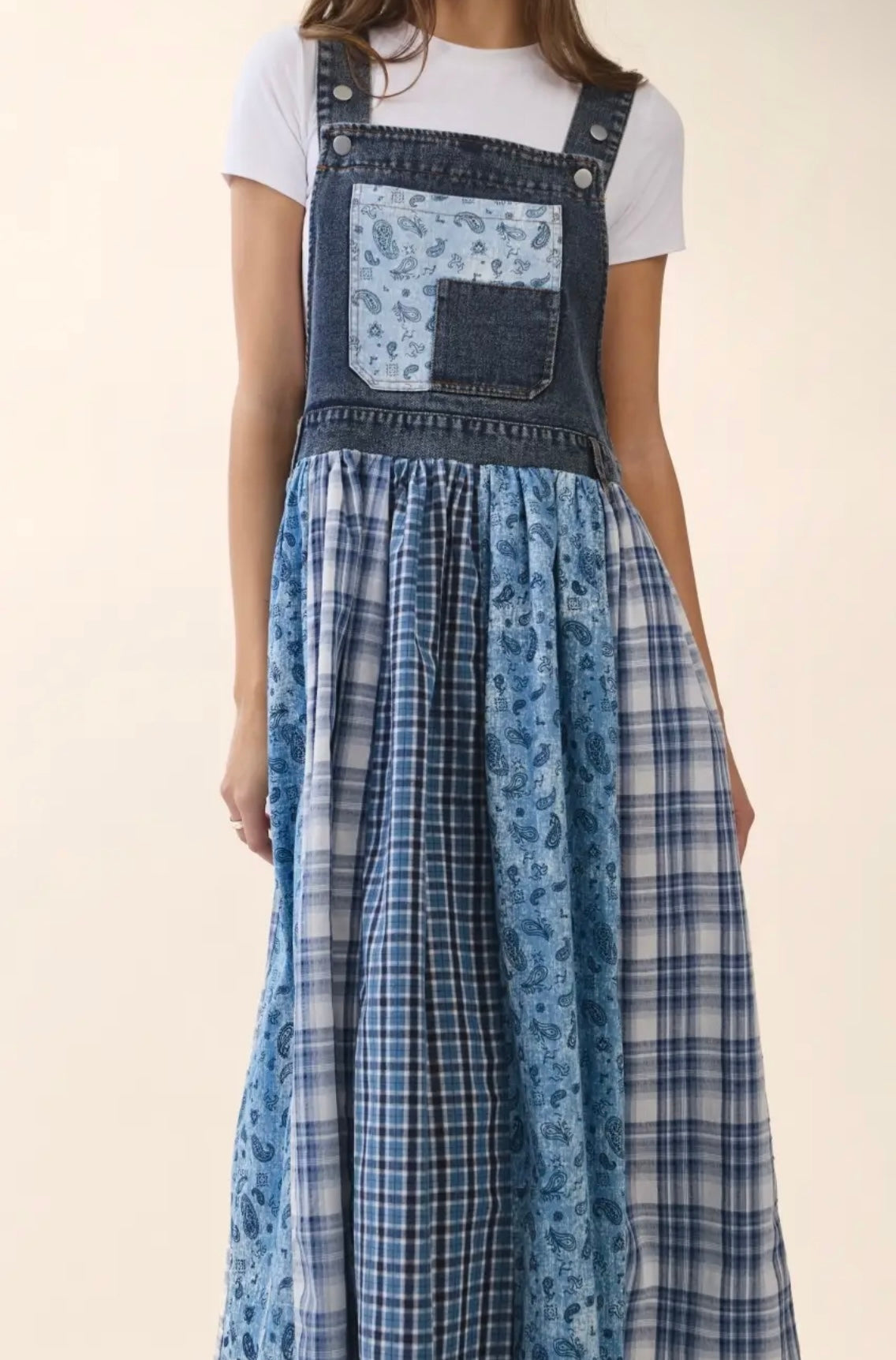 Oddi blue  patch denim jumper bibbed dress