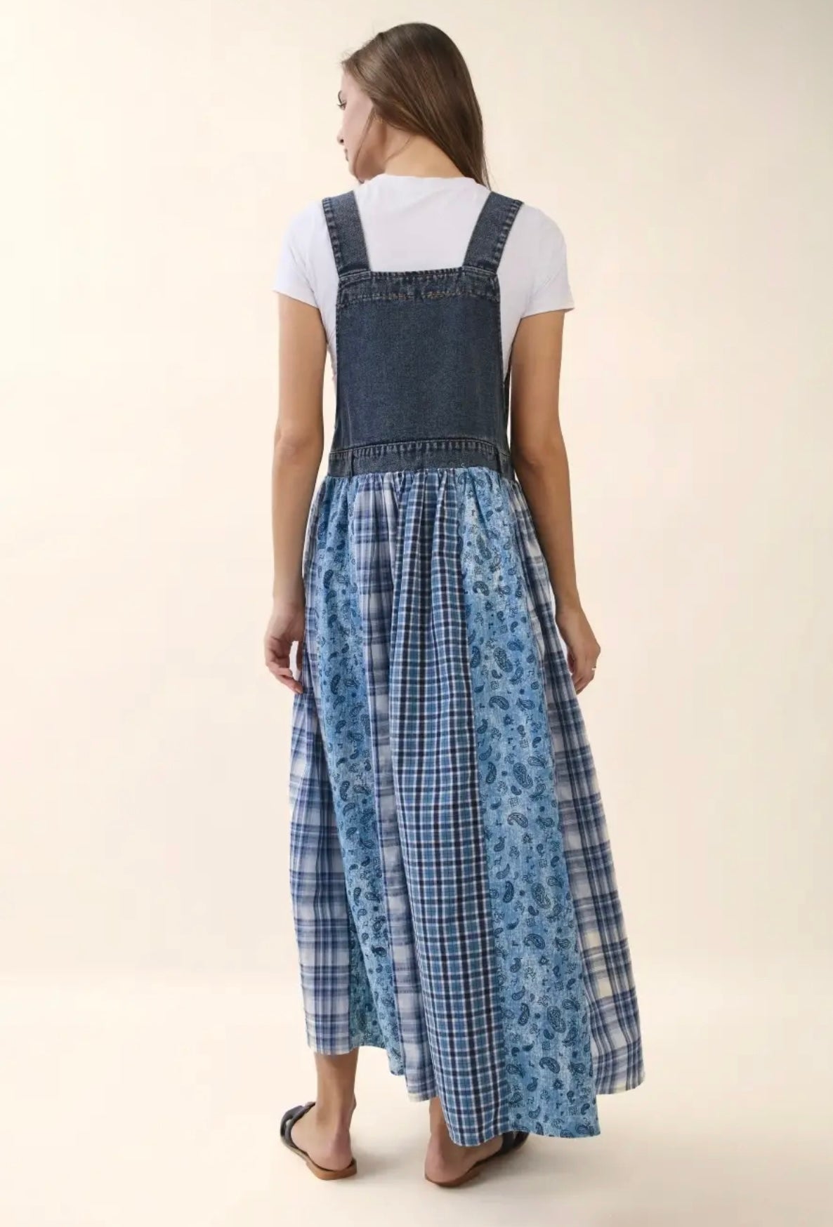 Oddi blue  patch denim jumper bibbed dress