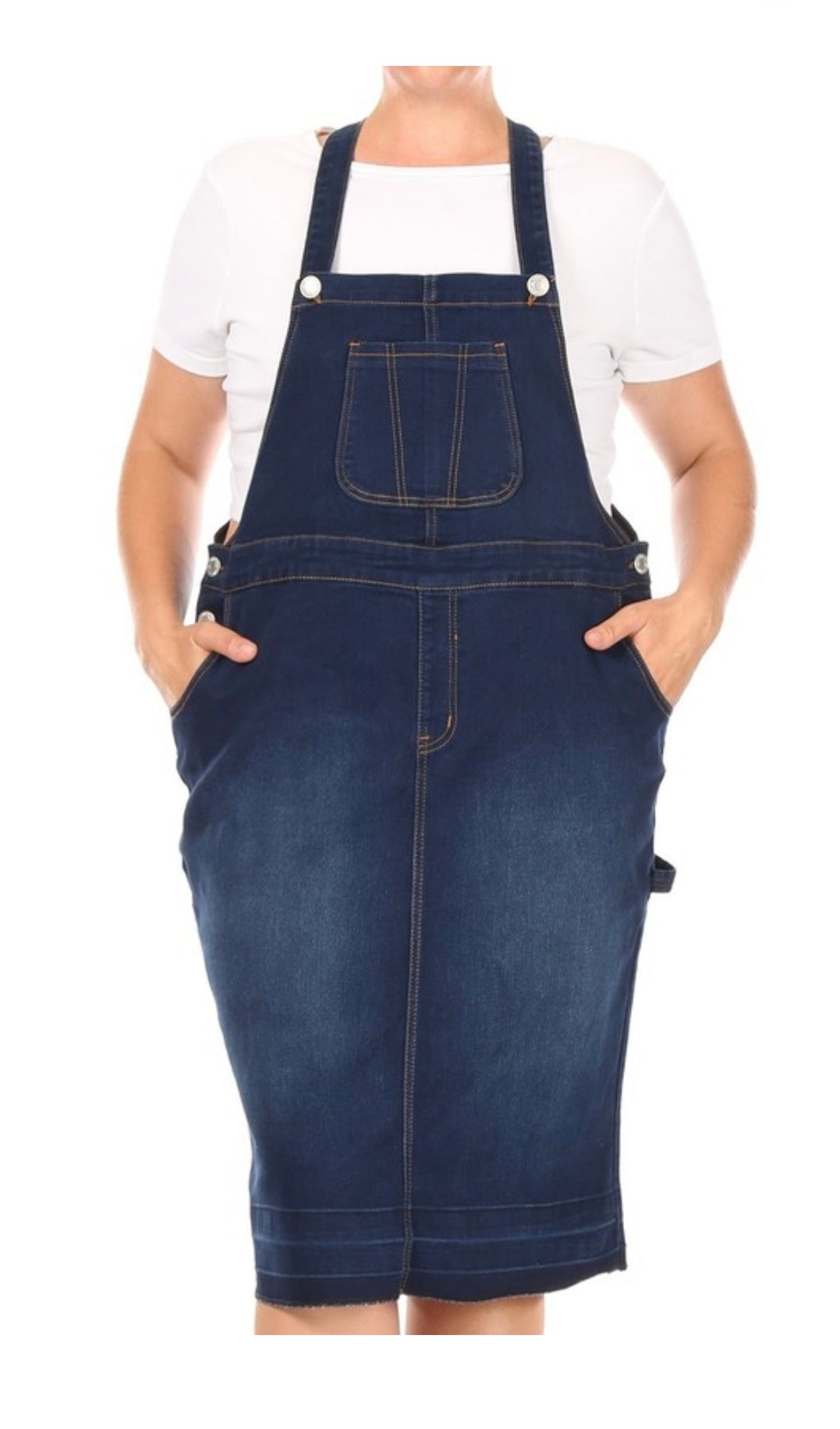 Be Girl denim bibbed dress blue jean skirt midi SHIPPING INCLUDED