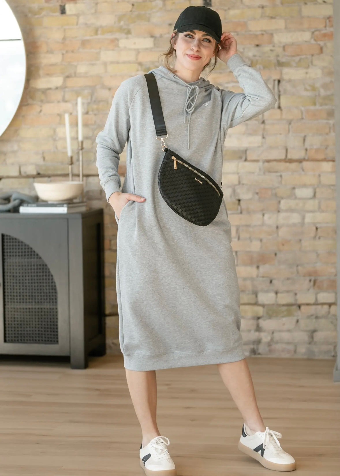 Inherit sweatshirt hoodie dress pockets midi