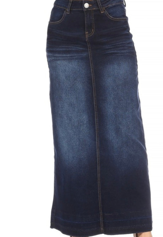 Be Girl long dark wash denim blue jean skirt FREE SHIPPING
