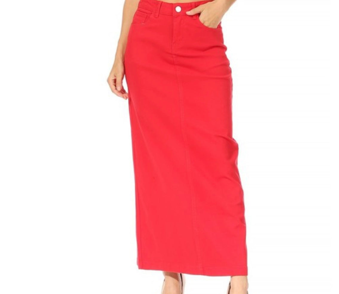 Be Girl Long Red denim Skirt SHIPPING INCLUDED