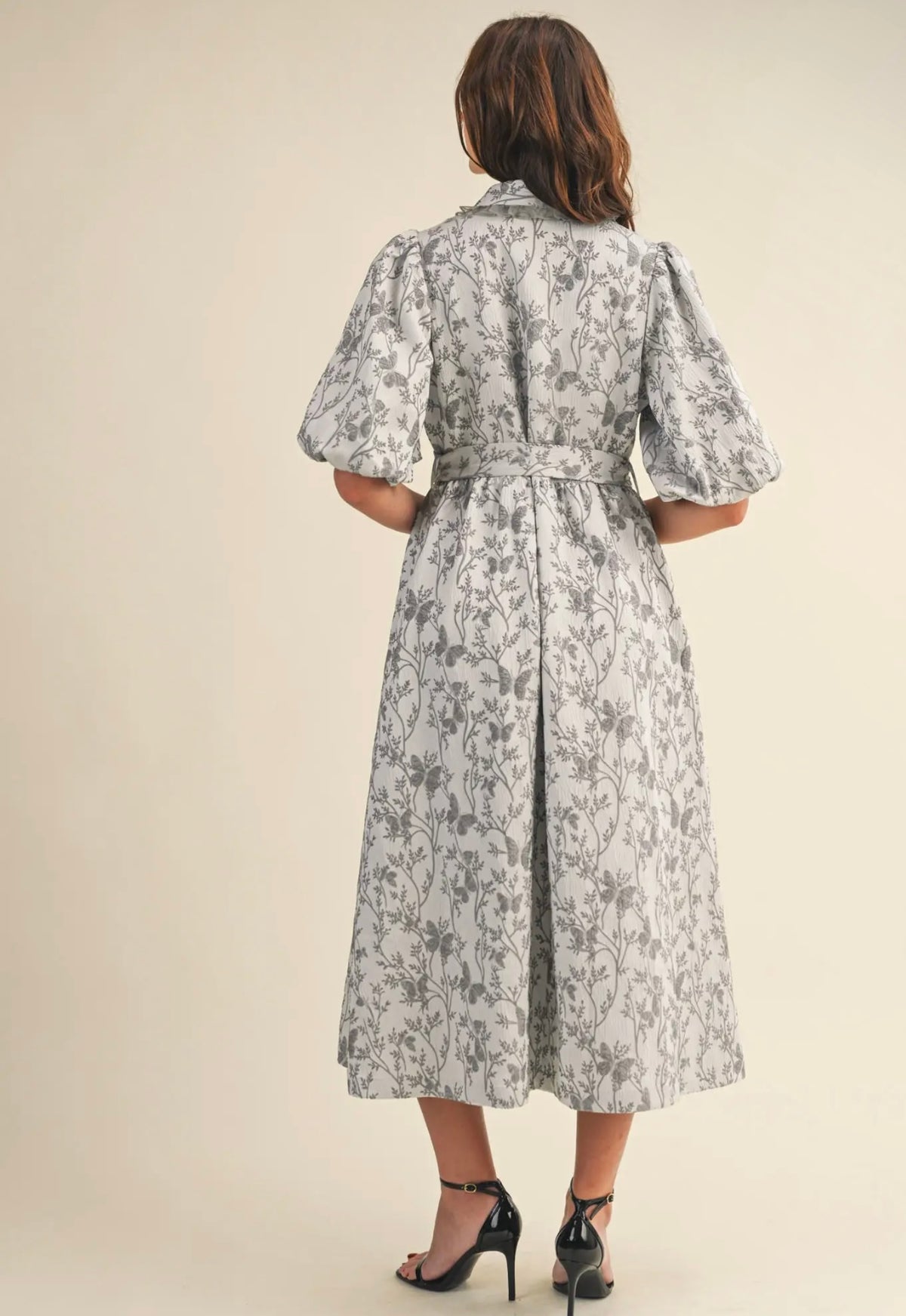 Jacquard &Merci midi silver elegant posh dress pockets