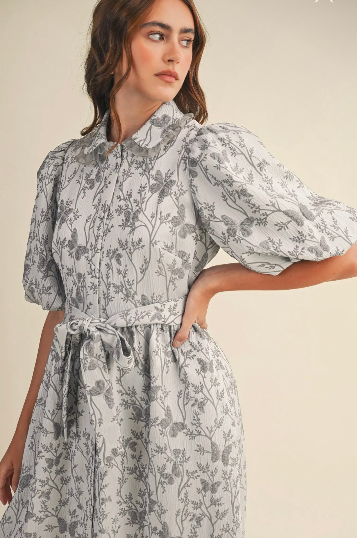 Jacquard &Merci midi silver elegant posh dress pockets