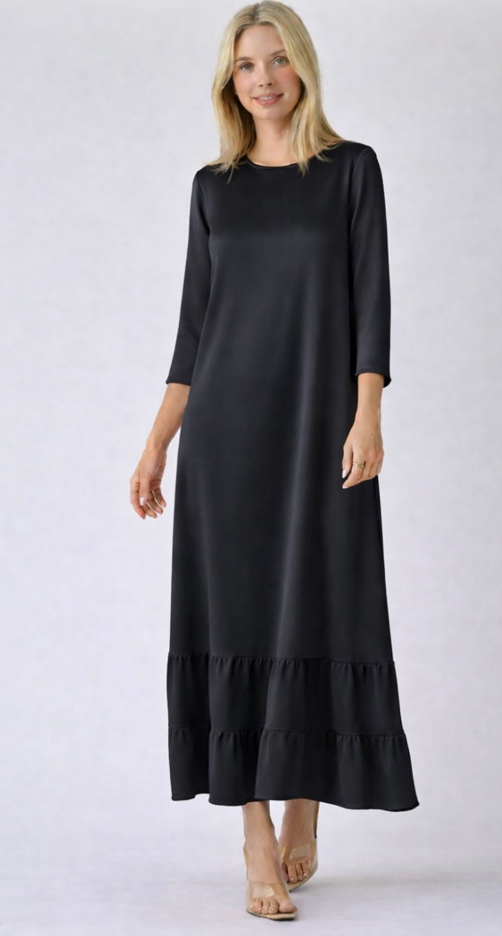 Pocketed Black stretchy midi dress Celeste Brand SHIPPING INCLUDED