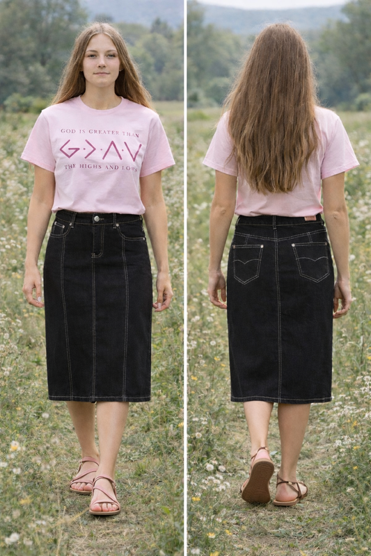 Be girl black midi denim blue jean skirt