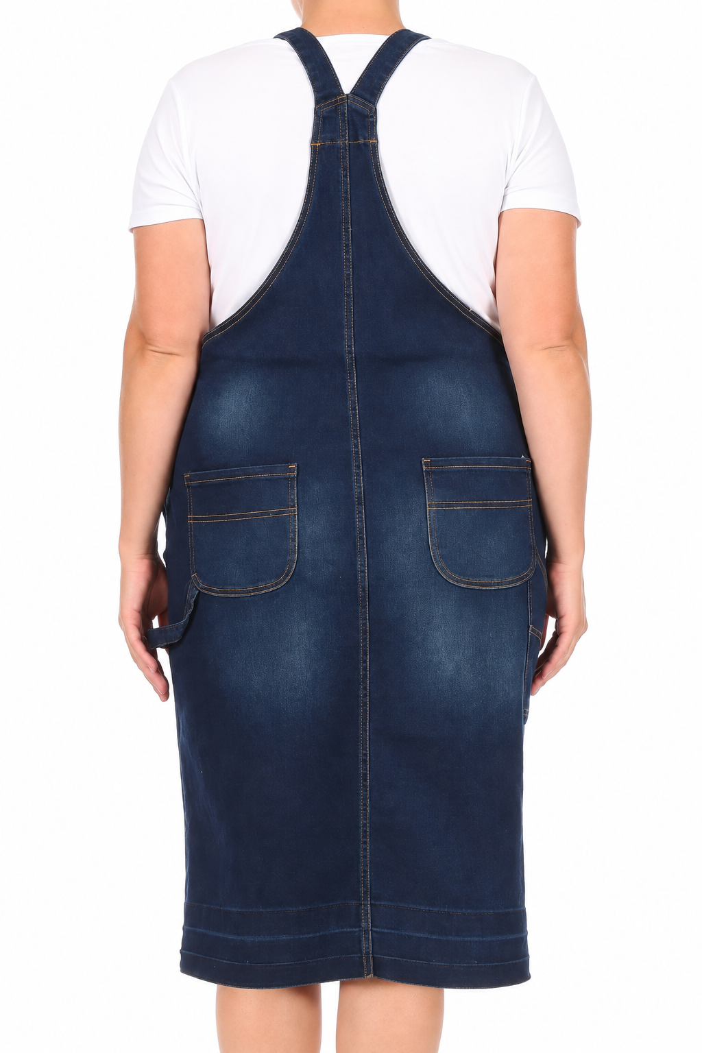 Be Girl denim bibbed dress blue jean skirt midi SHIPPING INCLUDED