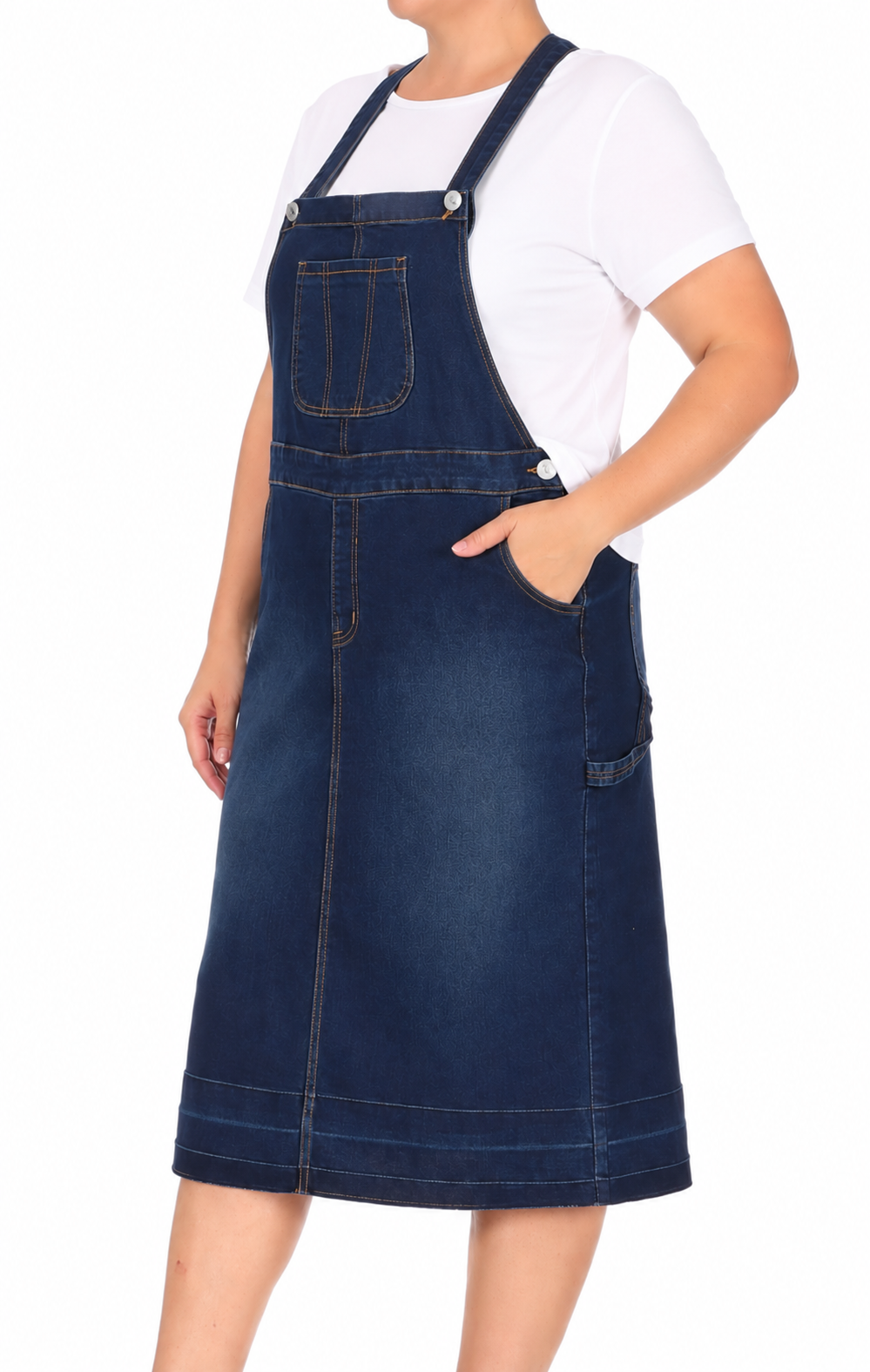 Be Girl denim bibbed dress blue jean skirt midi SHIPPING INCLUDED
