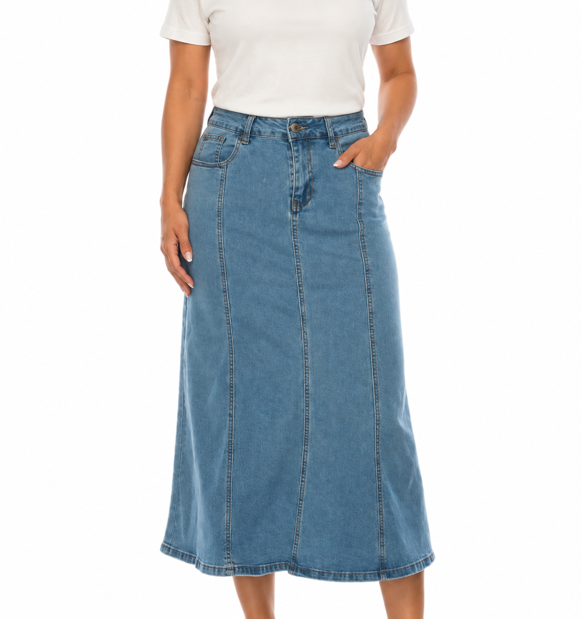 Be girl long midi denim blue jean skirt SHIPPING included
