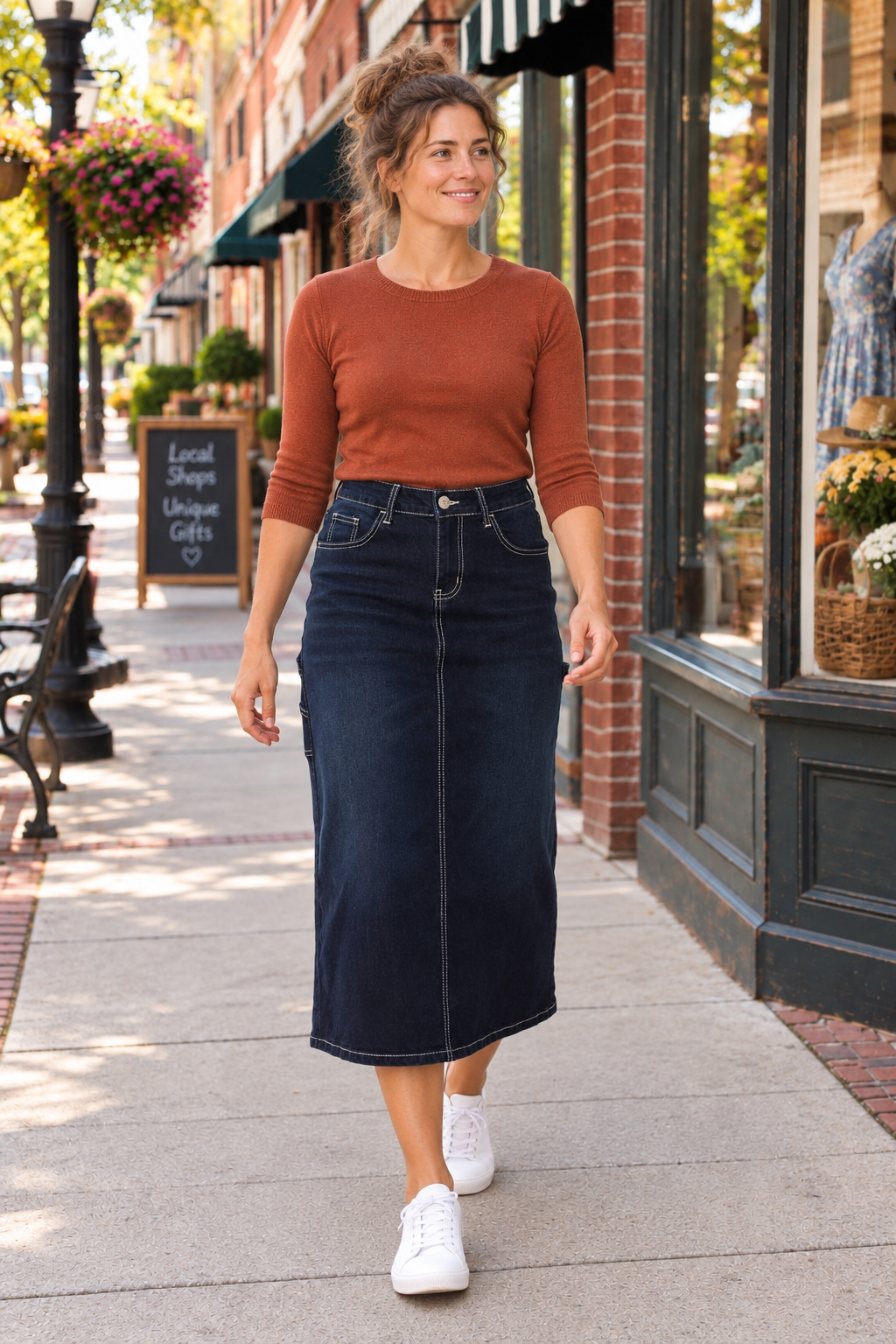 Be Girl Cargo midi blue jean denim skirt