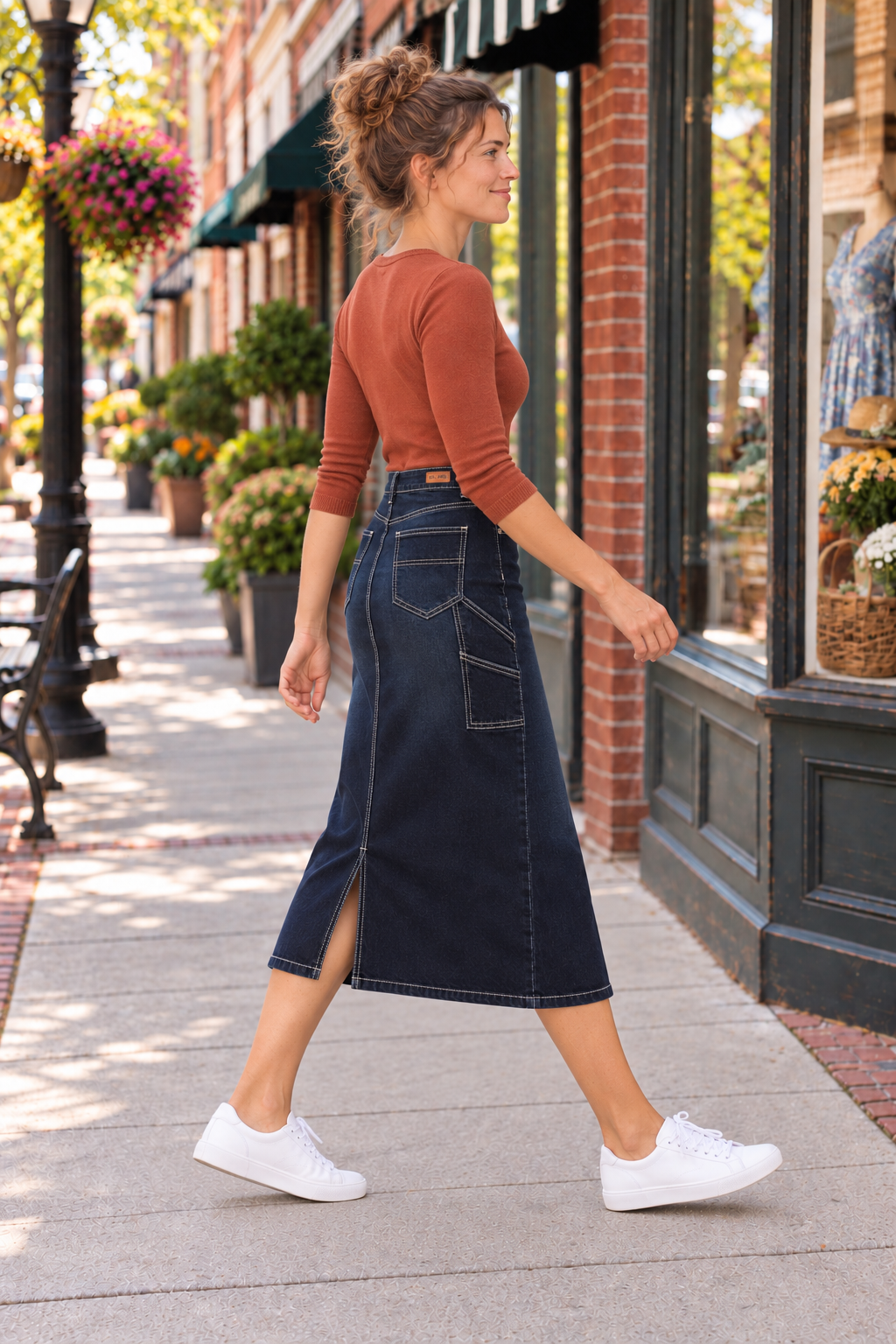 Be Girl Cargo midi blue jean denim skirt