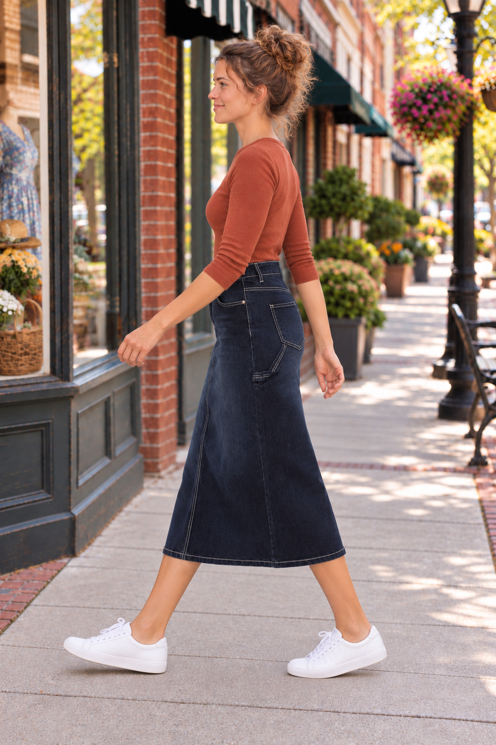 Be Girl Cargo midi blue jean denim skirt
