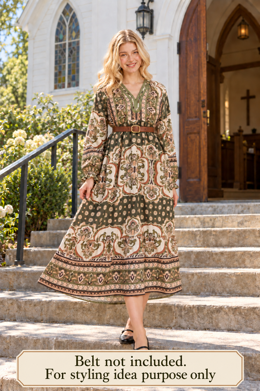 Umgee Bohemian Madallion print tiered maxi midi dress pockets