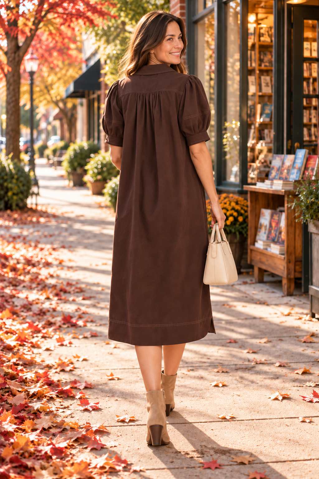 Umgee brown corduroy midi dress pockets