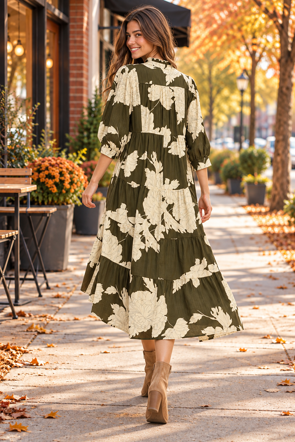 Umgee Olive cream pockets layer dress