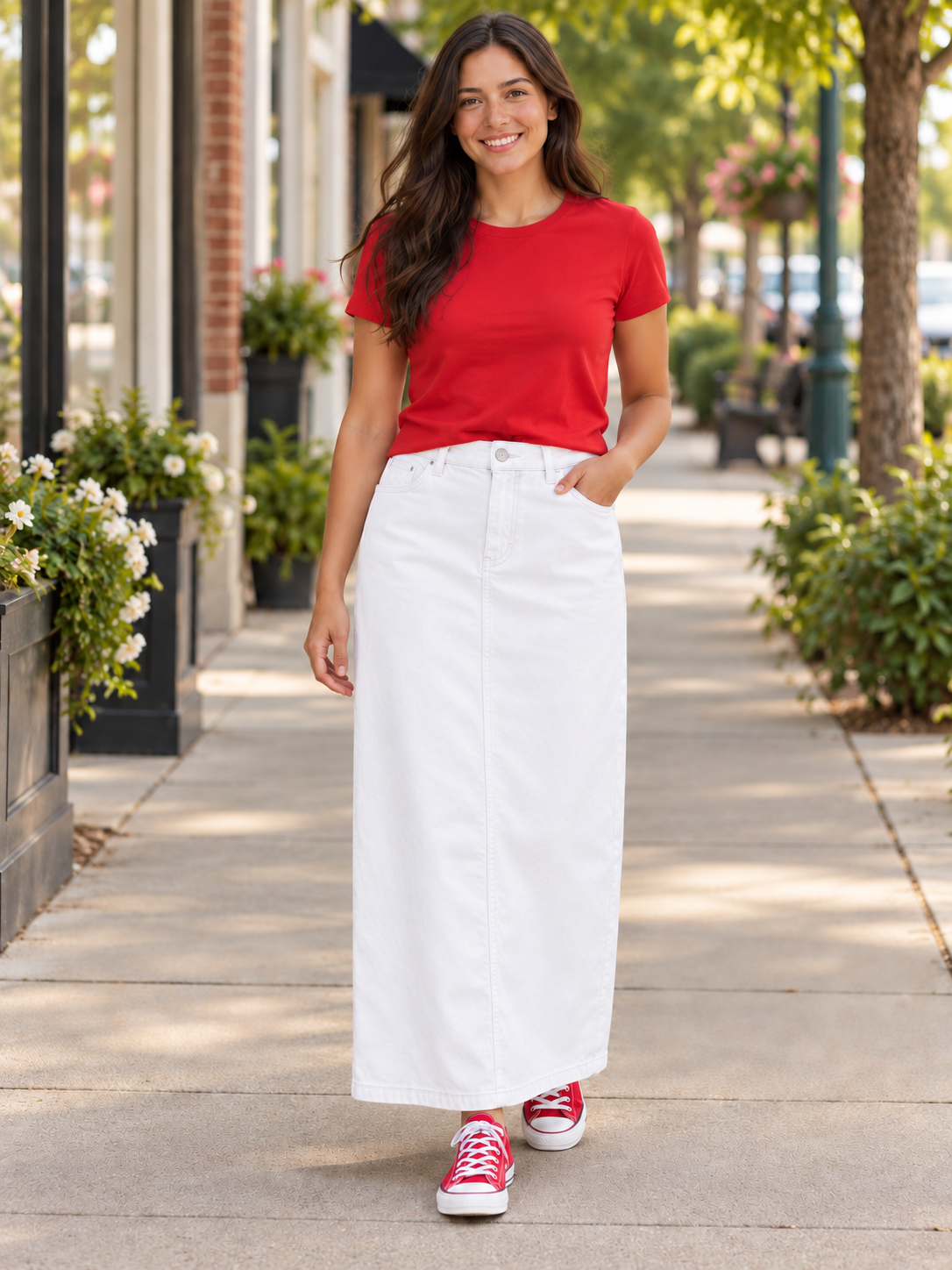 Be girl long white maxi denim blue jean skirt