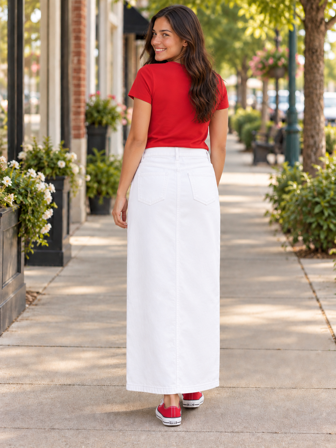 Be girl long white maxi denim blue jean skirt