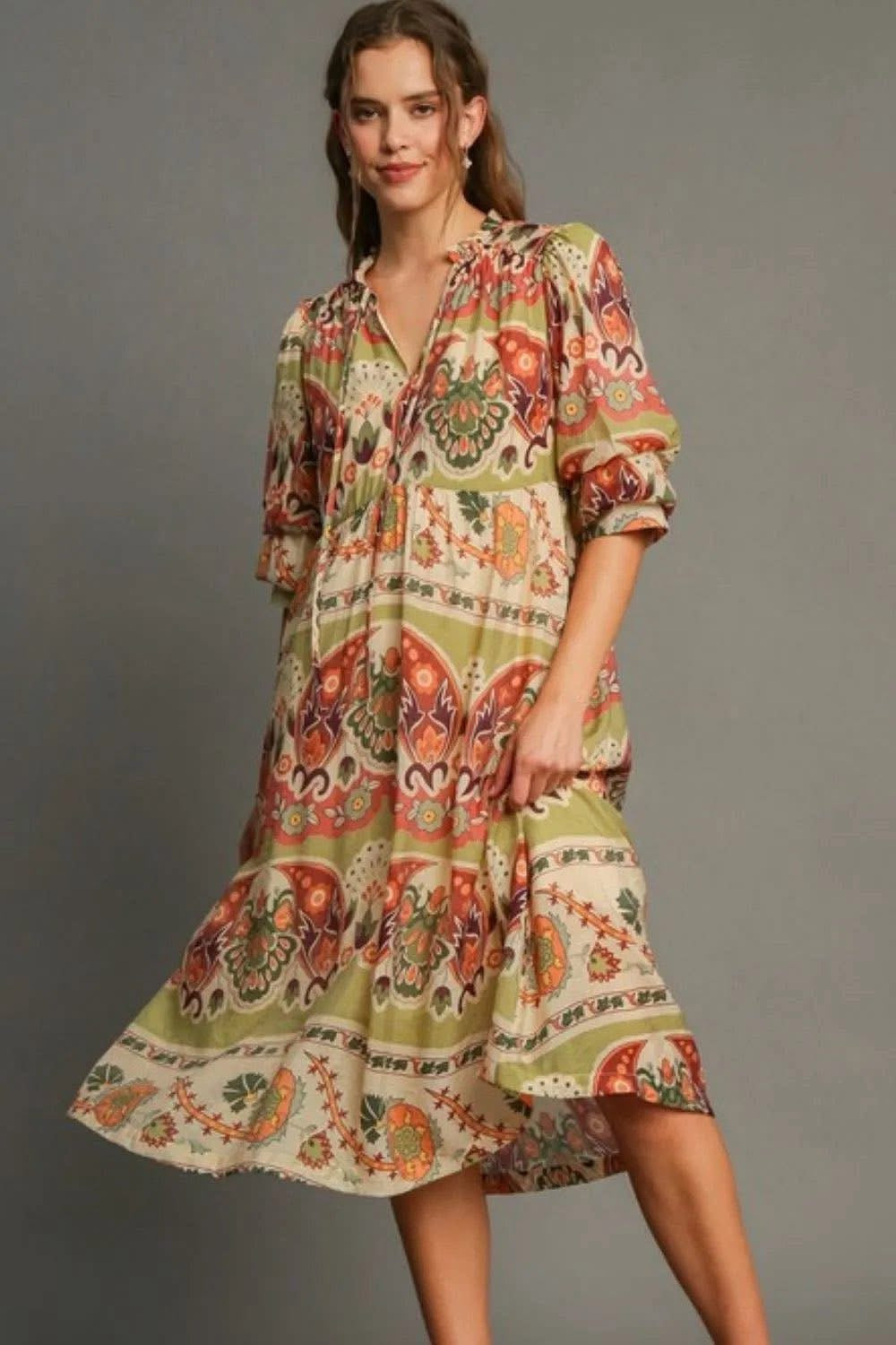 Umgee lined sheer midi dress