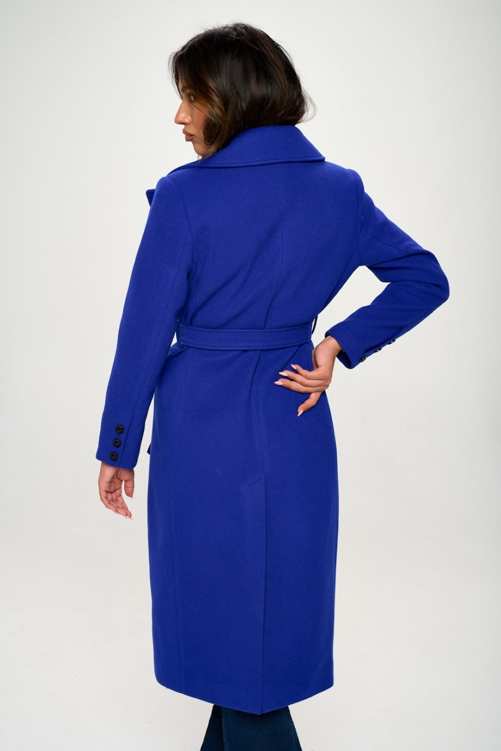 Coalition LA Double-Breasted Longline Coat with Belt